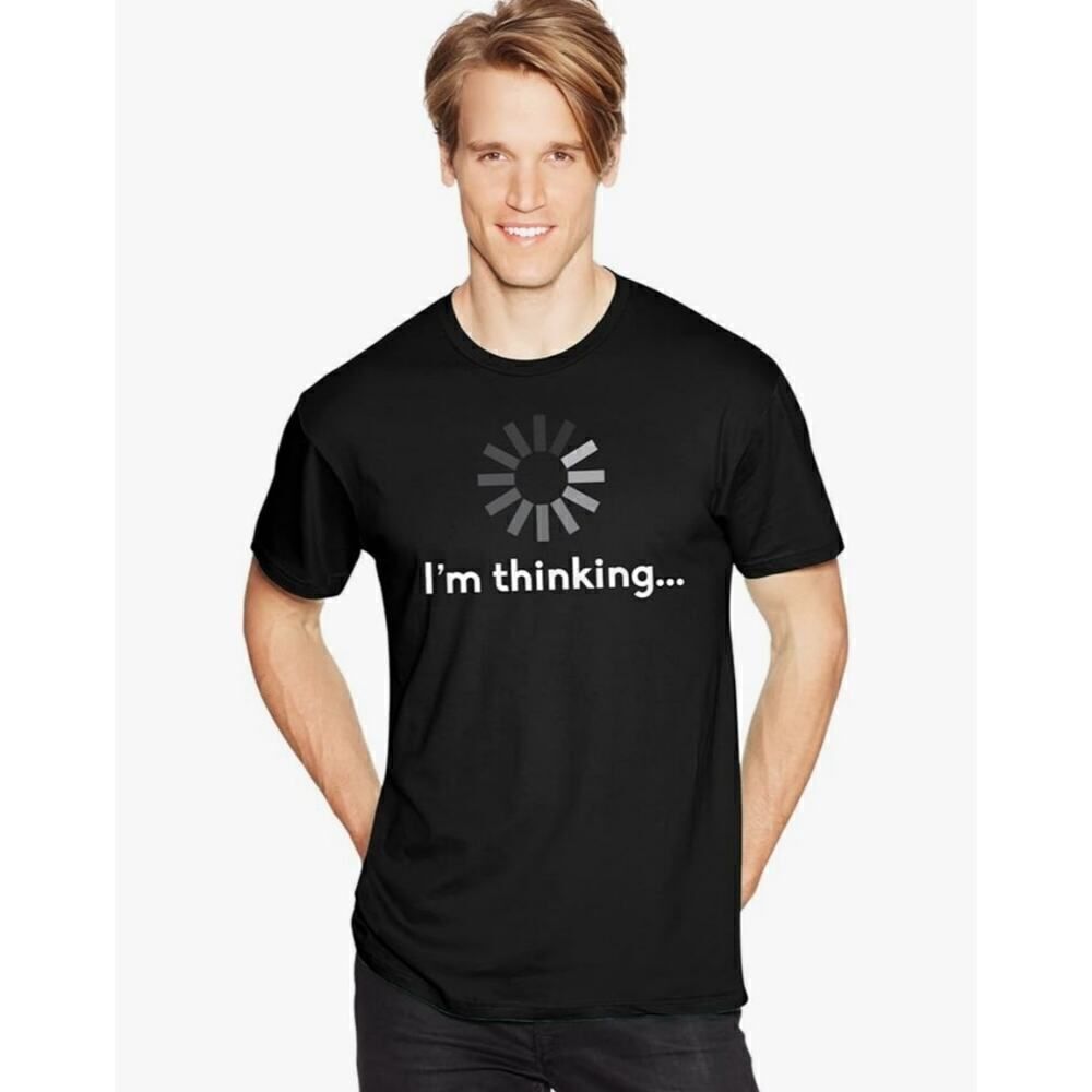 Hanes "I'm Thinking" Seamless Crew Neck Graphic Tee sz S NWOT
